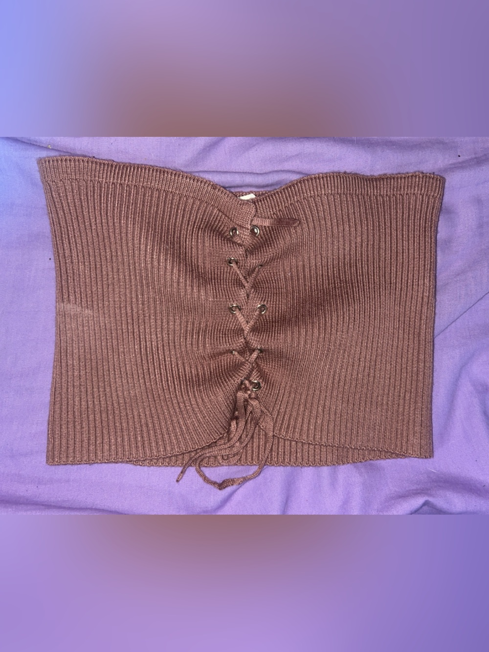 Active USA Mauve Ribbed Lace-Up Tube Top